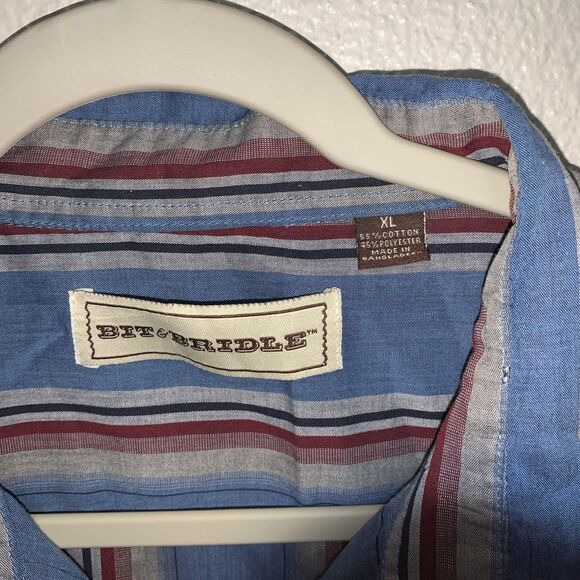 Bit And Bridle Men’s Pearl Snap Button Down Shirt - Picture 2 of 7